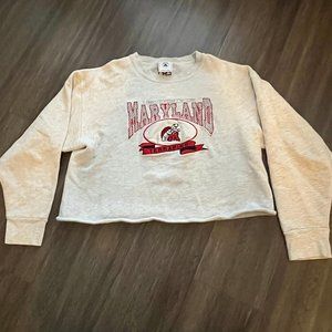 VTG DELTA Maryland Terrapins Embroidered Cutoff Sweatshirt Adult L Made in USA
